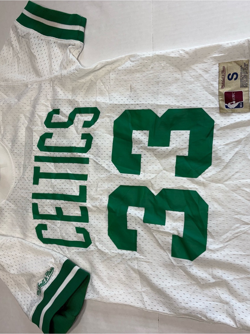 Mitchell & Ness White and Green Boston Celtics Mesh Jersey #33